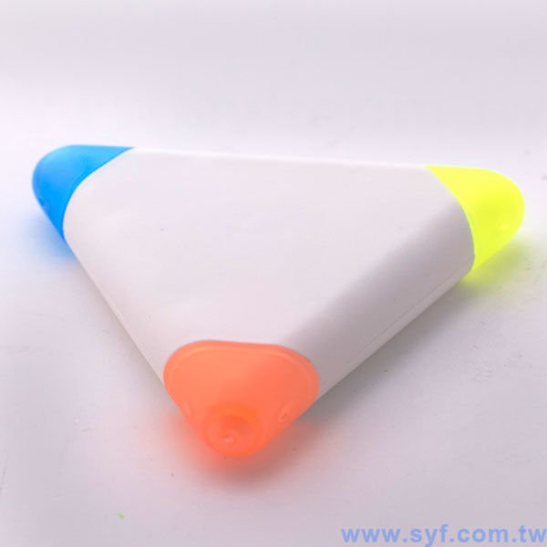 三角形造型三色螢光筆-開蓋式螢光筆-可客製化印刷logo_1